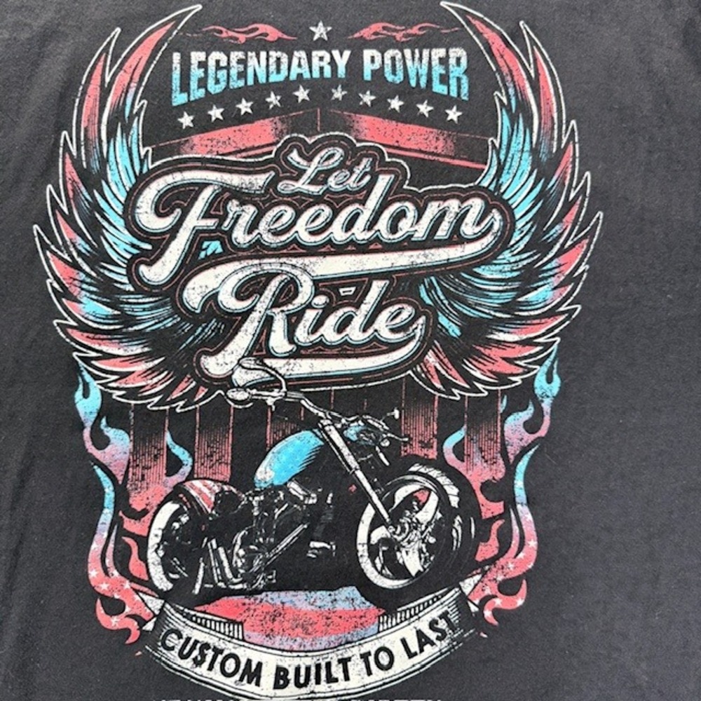 Way to Celebrate Muscle Tee Mens 3XL Black Patriotic Let Freedom Ride Bike Shirt